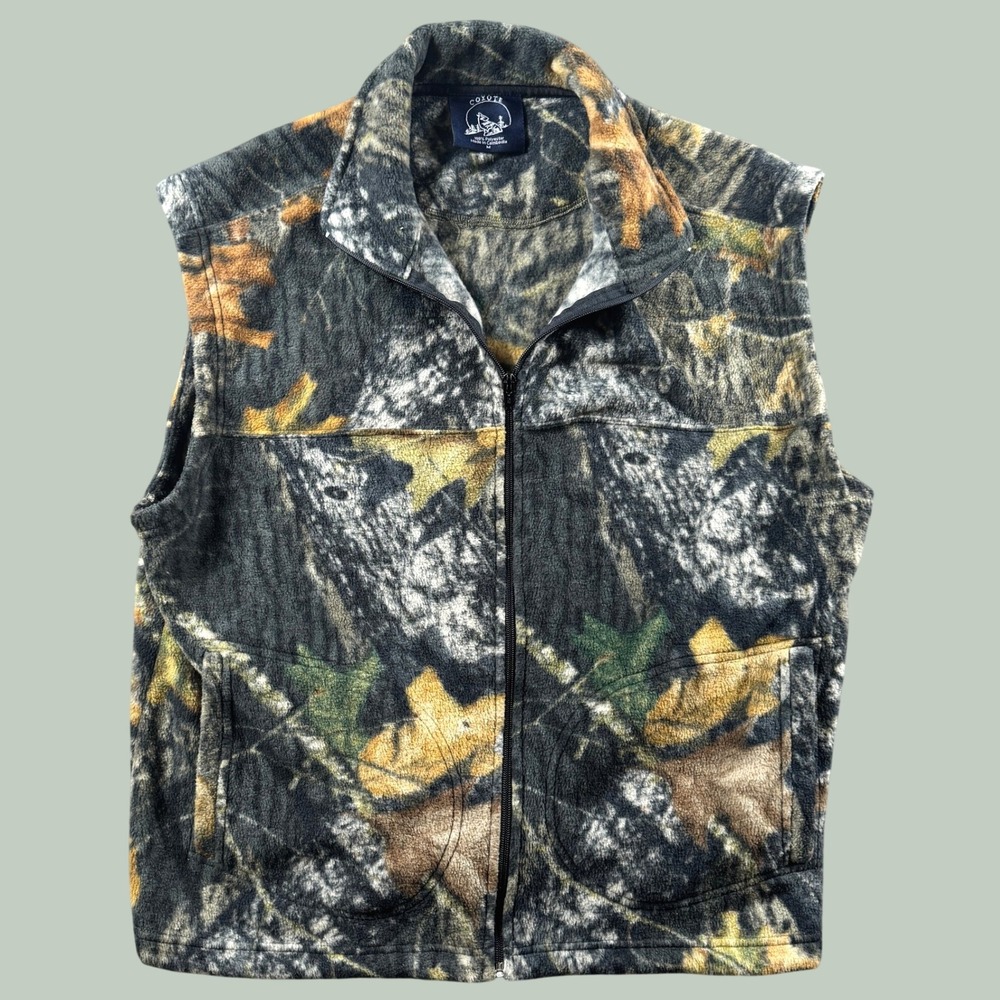 Coyote Fleece Vest Men M Camo Hunting Outdoor Gorpcore Zip Sleeveless Jacket